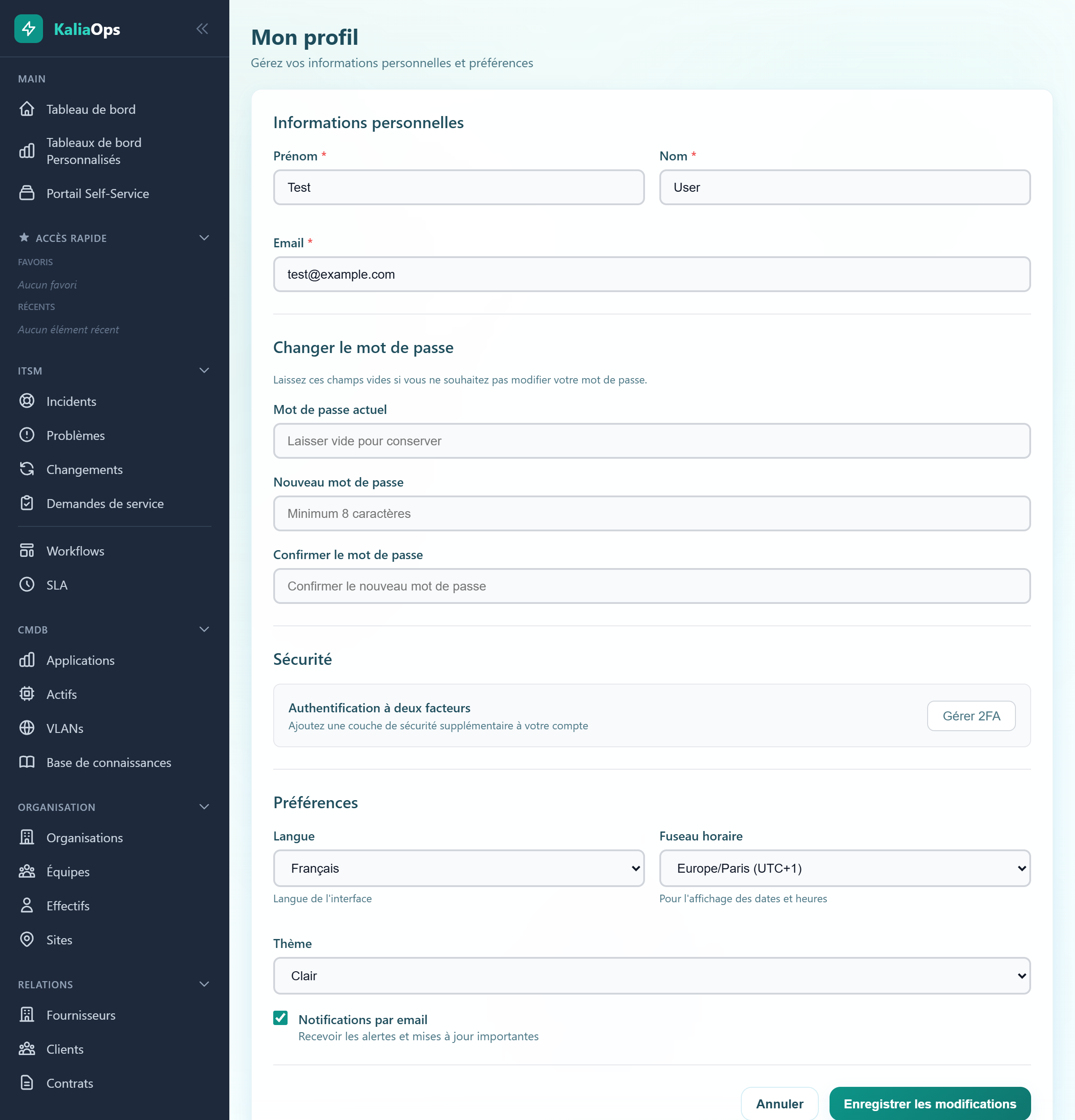 Personnalisation du profil